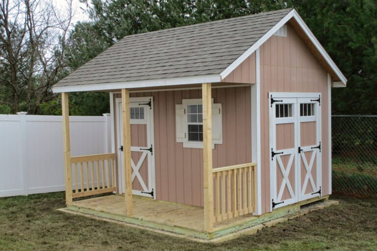 Cabin shed with porch and double door for sale in Ohio