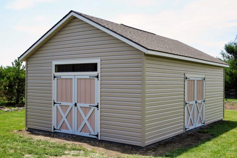 Tan A-frame shed for sale near Clark County, Ohio