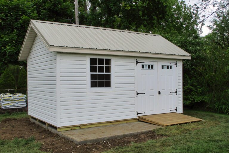 White A-frame shed for sale near Springfield, Ohio