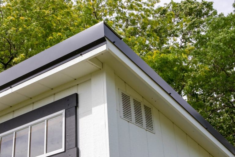 Exterior detail of Modern Studio shed roof overhang and trim