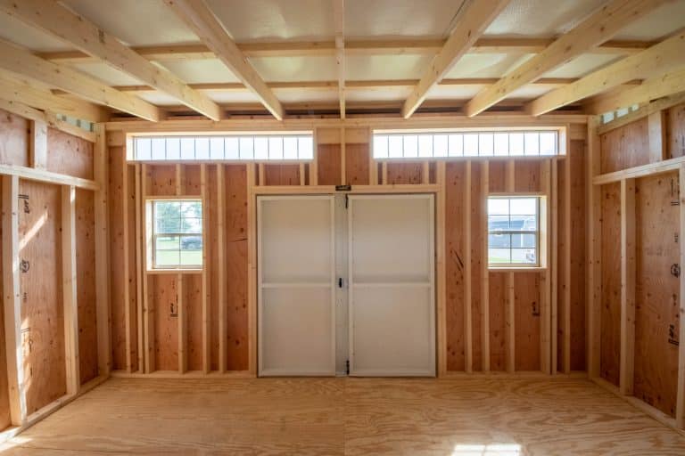 Finished interior of a Modern Studio shed ready for storage or workspace