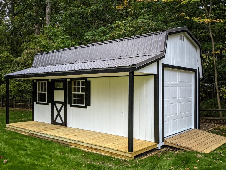 Shed with porches and modern farmhouse style