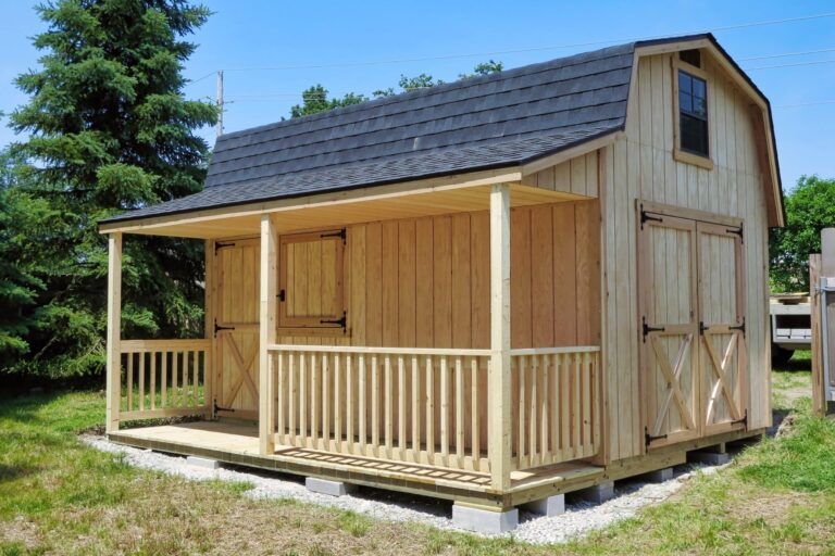 Shed with porches and spacious deck area