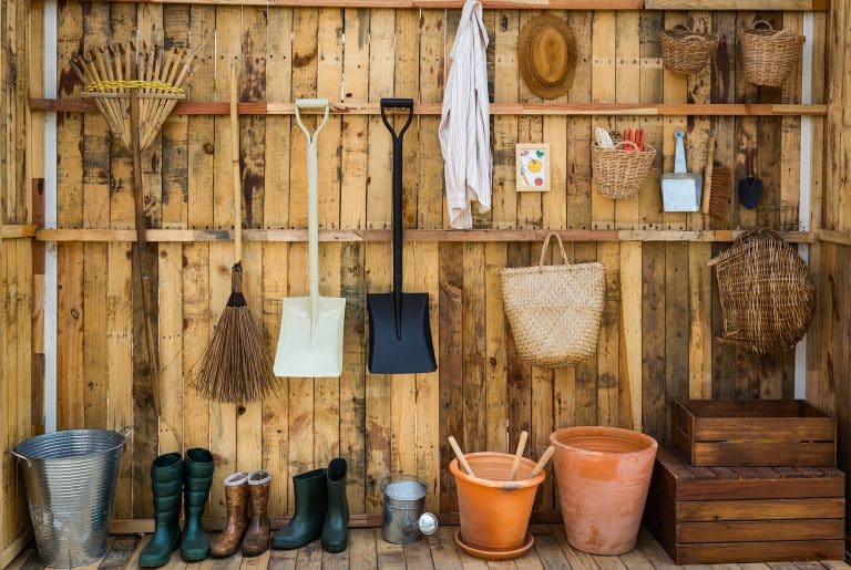 gardening tools in the shed, tool concept