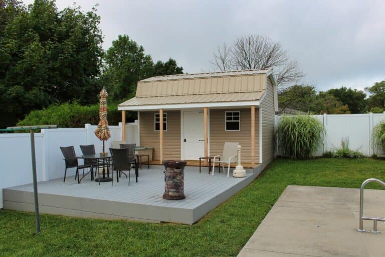 Sheds with porches for a backyard retreat and outdoor living space