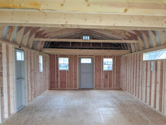 This highwall garage shed hand built in ohio gives you plenty of space to install a loft