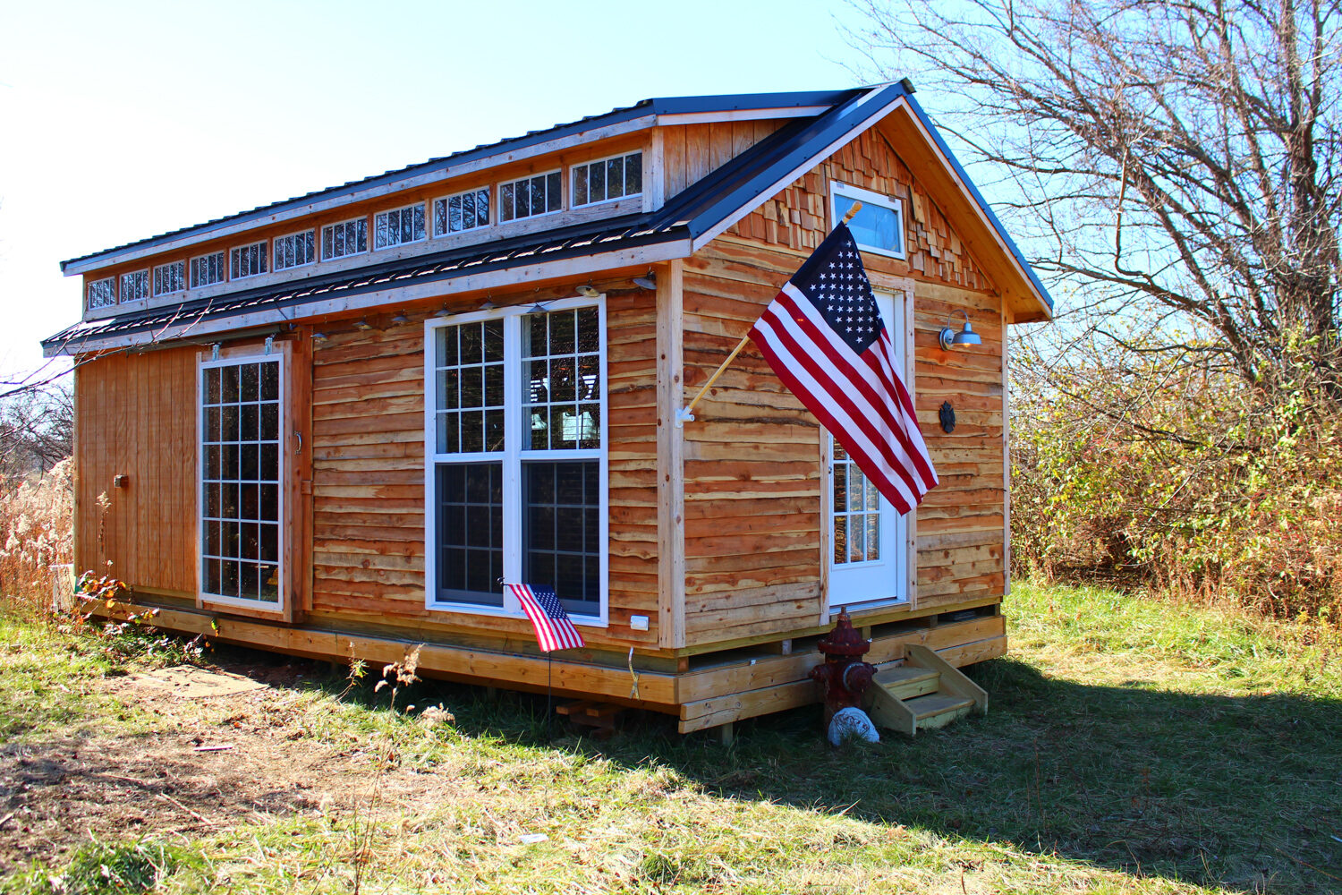 prefab cabin shed shell used as tiny home in dayton ohio